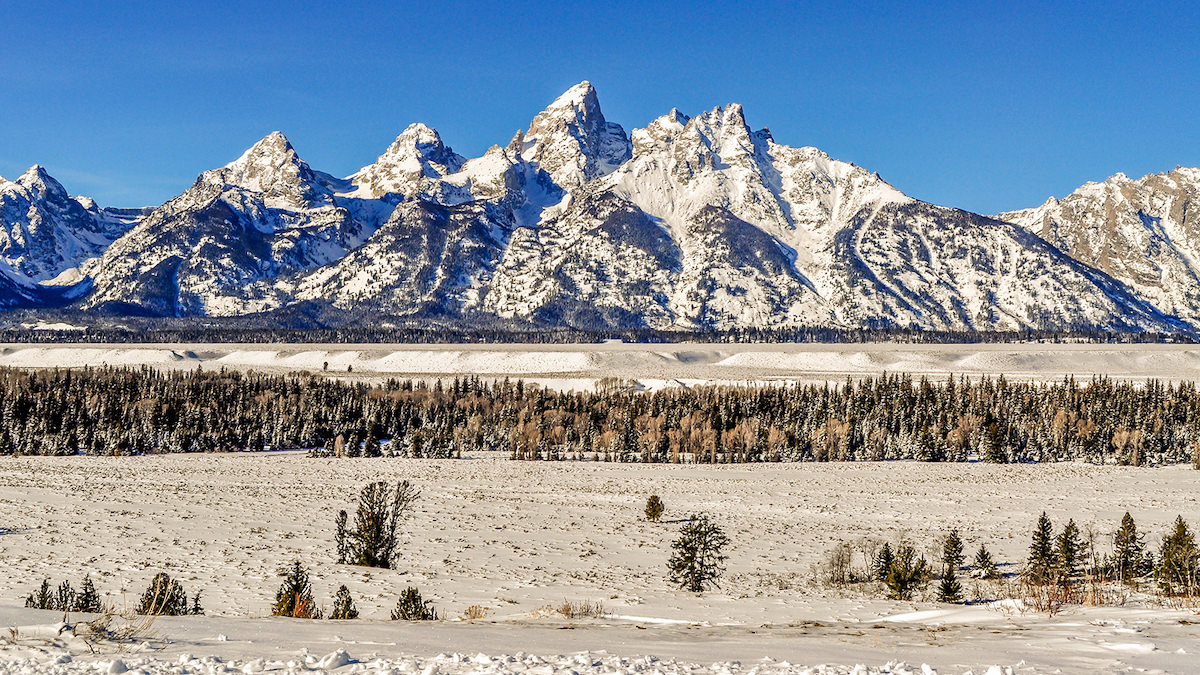 Teton Mountain Range in Winter, Jackson Hole, Wyoming